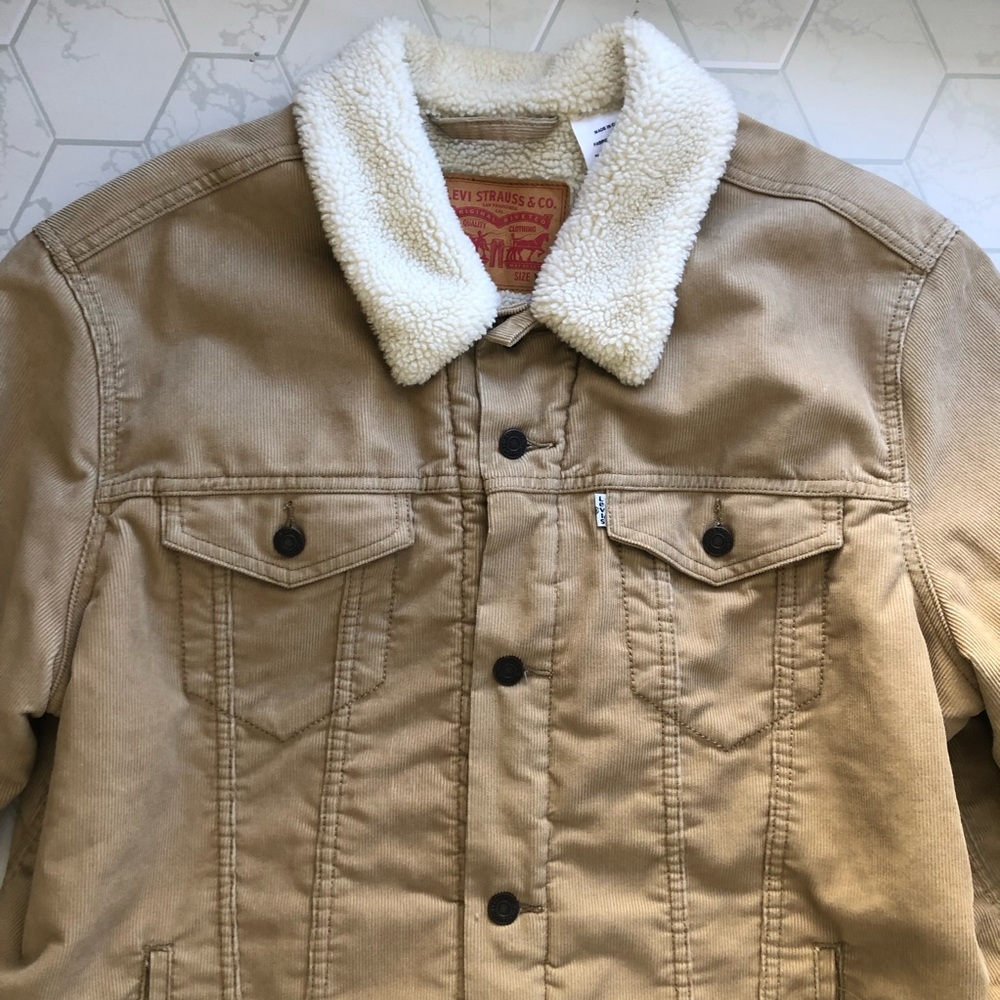 Levi’s Men’s Classic Corduroy Sherpa-Lined Trucker Jacket - Size XXL - Picture 7 of 16